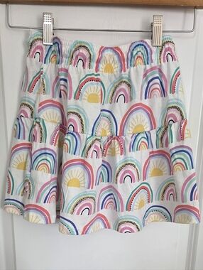 Rumi + Ryder Girls Rainbow Tiered Skirt- White Multi